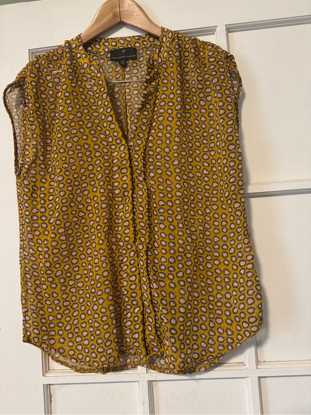 Fenn Wright Manson Mustard Yellow Printed Sleeveless Blouse